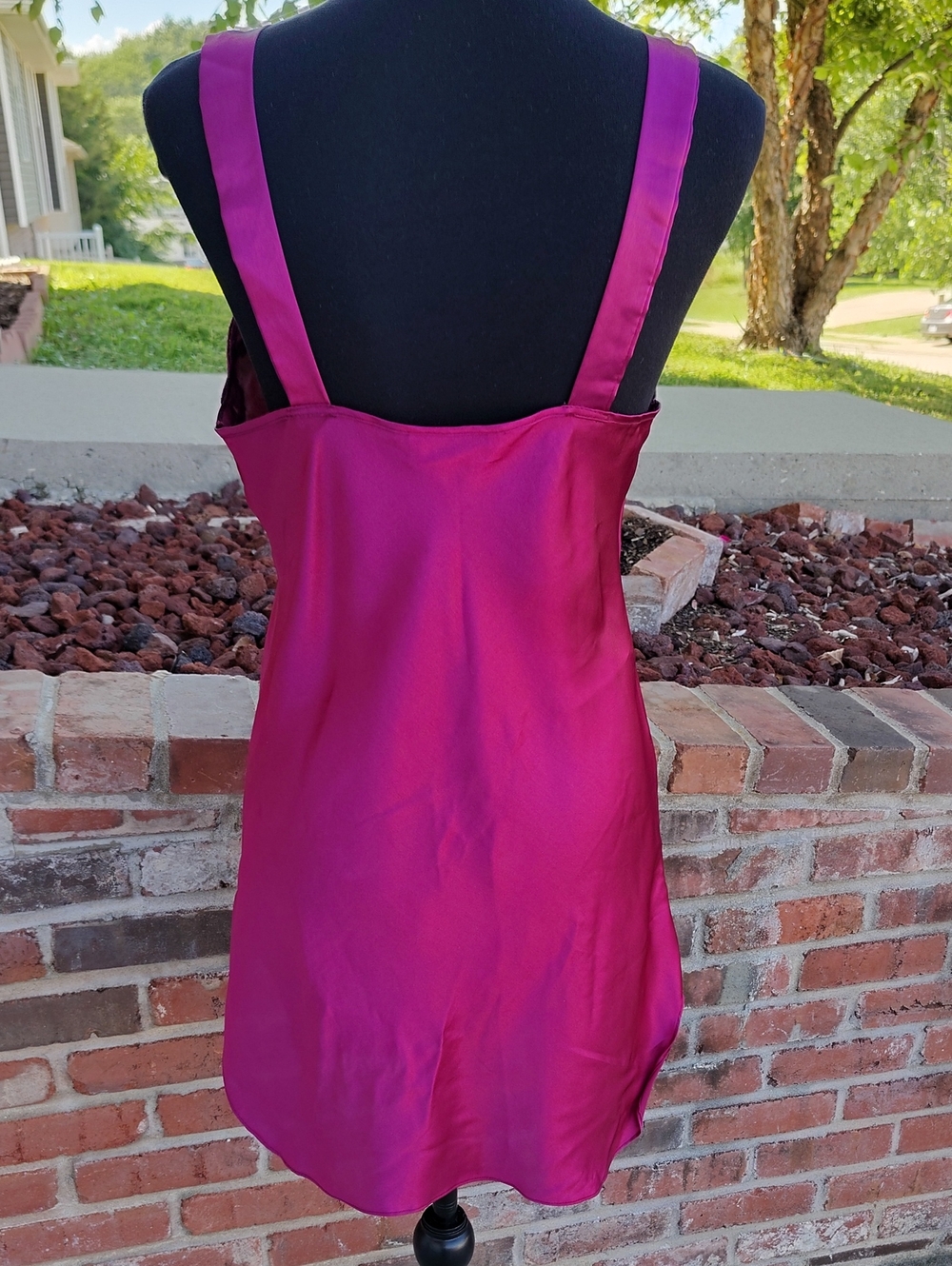 Vintage Alexandra Nicole Embroidered Floral Satin Slip Nightgown Dress 80s Sexy - Picture 5 of 12